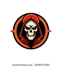 Grim Reaper Totenschädel Logo Vektorgrafik, Grim Reaper Logo für Ihr Design