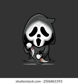 Grim Reaper Skull Logo Vector Illustration, Grim reaper logo for your design cartoon mascot