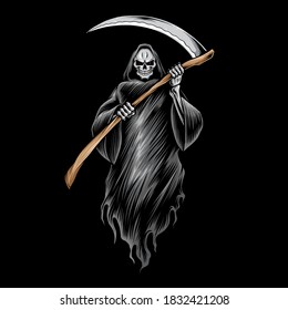 grim reaper skull vector illustration