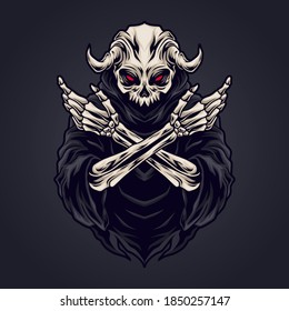 Grim reaper skull vector illustration