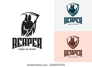 The Grim Reaper skull vector logo design vector illustration