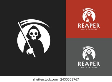 The Grim Reaper skull vector logo design vector illustration