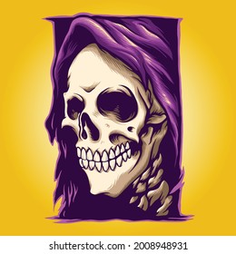 Grim Reaper Smile Illustrations Vector illustrations for your work Logo, mascot merchandise t-shirt, stickers and Label designs, poster, greeting cards advertising business company or brands.