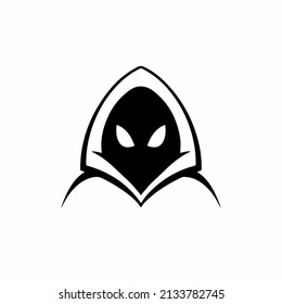 Grim Reaper Symbol Logo on White Background. Decal Stencil Tattoo Design. Flat Vector Illustration.