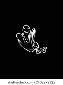 Grim Reaper Symbol Logo on White Background. Decal Stencil Tattoo Design.