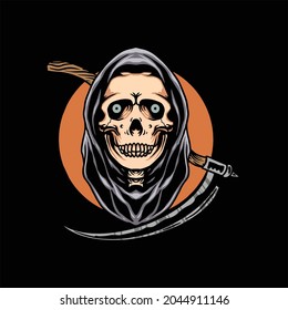 grim reaper tattoo illustration vector design