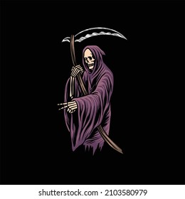 grim reaper tattoo illustration vector design