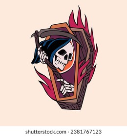 Grim Reaper Tattoo Retro Art