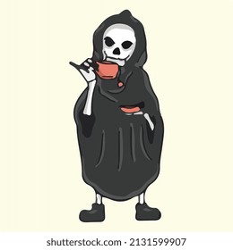  grim reaper tea character vector