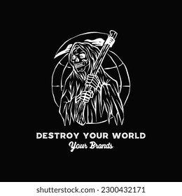 Grim reaper tee graphic vectors.