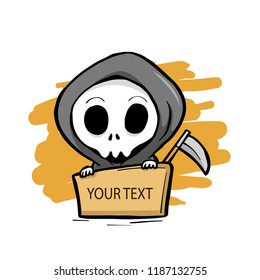 Grim Reaper with a text board halloween theme vector illustration