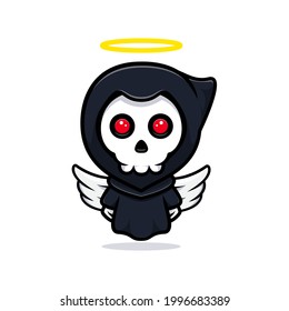Grim reaper transform to the angel. Cute mascot illustration