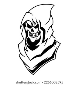Grim Reaper Vector Black And White Logo Design Illustration Template