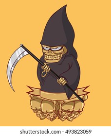 Grim reaper vector and illustration. monster in Halloween night