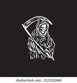 Grim reaper vector illustration on black background.