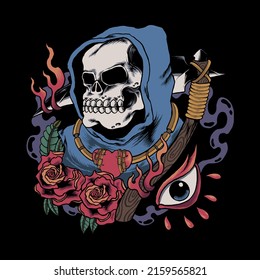 grim reaper vector print illustration