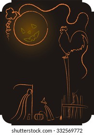 grim Reaper with witch on the night of Halloween