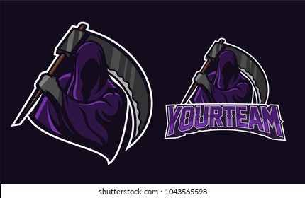 Grim Reaper/angel Of Death Mascot Logo Design. Sport Logo Mascot Design