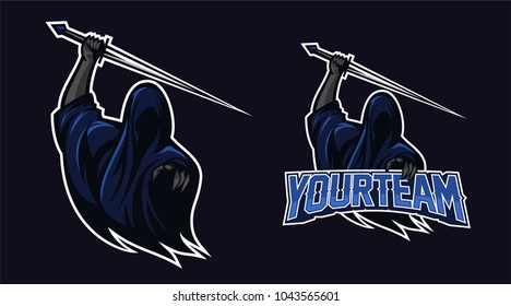 Grim Reaper/angel Of Death Mascot Logo Design. Sport Logo Mascot Design