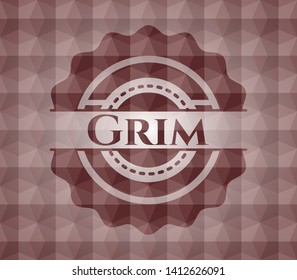 Grim red seamless badge with geometric background.