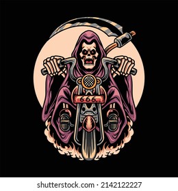 grim rider illustration vector design