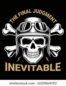 Grim Rider Skull with Goggles and Crossed Bones Graphic