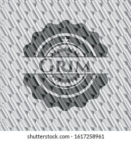 Grim shiny silver emblem. Scales pattern. Vector Illustration. Detailed.