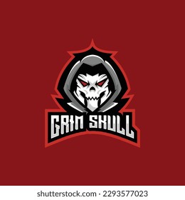 grim skull logo design esport team 