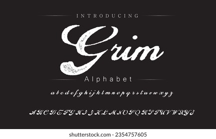 Grim Vintage Brush Script Modern Font. Retro Typeface. Vector Illustration.