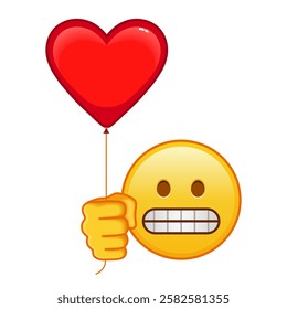 Grimace on the face with red heart baloon Large size of yellow emoji smile