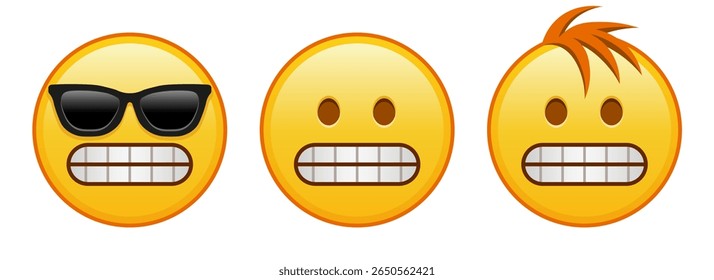 Grimace no rosto Conjunto de três emojis amarelos