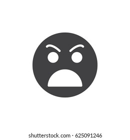 Grimacing angry face icon vector, filled flat sign, solid pictogram isolated on white. Symbol, logo illustration. Pixel perfect