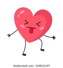 Grimacing Cartoon Heart. Vector illustration