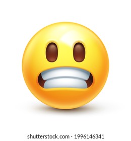 Grimacing emoji. Awkward emoticon with clenched teeth, "I didn’t do anything" and Eek 3D stylized vector icon