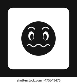 Grimacing emoticon icon in simple style isolated on white background