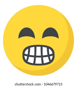 Grimacing expression via emoticon