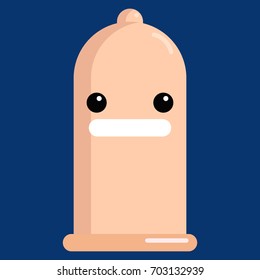 Grimacing face condom emoji vector illustration. Flat style design. Colorful graphics