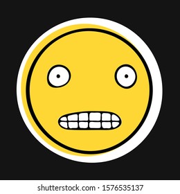 Grimacing Face Doodle Emoji. Vector illustration