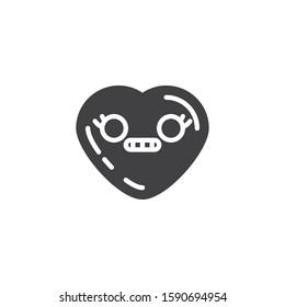 Grimacing face emoji vector icon. filled flat sign for mobile concept and web design. Shocked heart shape emoticon glyph icon. Love symbol, logo illustration. Vector graphics