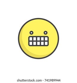 Grimacing face emoticon filled outline icon, line vector sign, linear colorful pictogram isolated on white. Emoji smiley symbol, logo illustration. Pixel perfect vector graphics