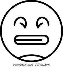 Grimacing Face Line Vector Icon Design