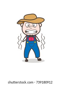 Grimacing Farmer Face Expression Vector