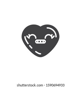 Grimacing heart face emoji vector icon. filled flat sign for mobile concept and web design. Smirking heart shape emoticon glyph icon. Love symbol, logo illustration. Vector graphics