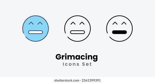 Grimacing Icons thin line and glyph vector icon stock illustration