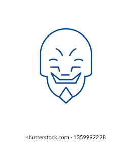 Grimacing mask emoji line icon concept. Grimacing mask emoji flat  vector symbol, sign, outline illustration.