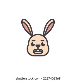 Grimacing rabbit face emoticon filled outline icon, line vector sign, linear colorful pictogram isolated on white. Symbol, logo illustration. Vector graphics