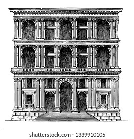 Grimani Palace at Venice A more determined imitation of Roman architecture the productions of San Michele the first half of the sixteenth century this architect had a considerable influence vintage 