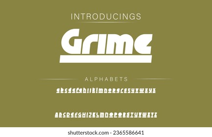 Grime Sport Modern Italic Alphabet Font. Typography urban style fonts for technology, digital, movie logo design. vector illustration