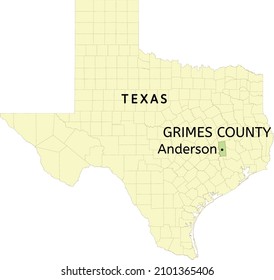 Grimes County and city of Anderson location on Texas state map