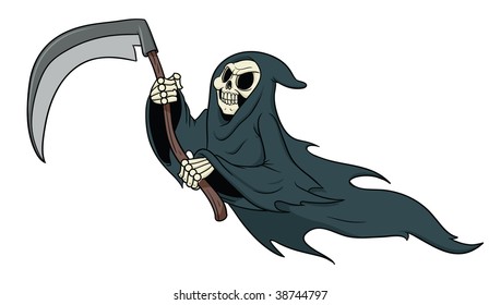 Grimm reaper cartoon vector illustration.